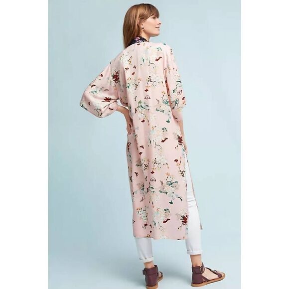 Anthropologie Floreat romantic boho kimono style duster cardigan  size pink - Picture 3 of 11